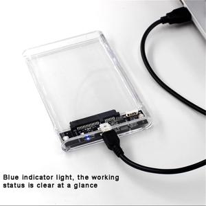 투명 HDD 케이스 HDD 인클로저 2.5인치 SSD SATA-USB2.0 Type-C 어댑터 툴프리 휴대용 외장 하드 드라이브 박스