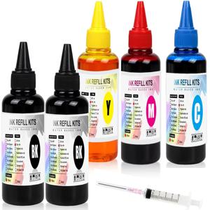 100ml 범용 염료 잉크 BK C M Y 키트 HP 캐논 엡손 브라더 데스크젯 잉크젯 프린터 탱크 카트리지 CISS 호환