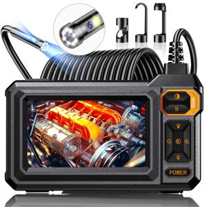 보어스코프 듀얼 렌즈 내시경 조명 포함 4.3인치 IPS 1920P HD 검사 카메라 7.9mm IP67 16.4FT 반강성 스네이크 케이블 하수구용