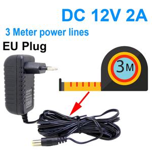EU 전원 어댑터 연장 코드 CCTV 카메라 입력용 3미터 충전기 AC 100-240V 출력 DC 12V 2A(2.1mm*5.5mm)