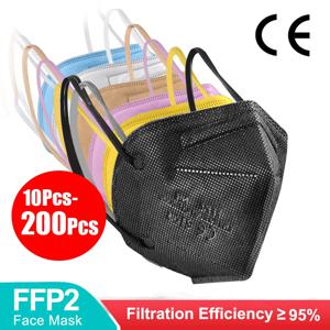 10-200pcs ffp2mask 블랙 kn95 마스카라 네그라 성인 5 레이어 fpp2 승인 kn95 CE 호흡기 페이스 마스크 ffp2reutilised ffp3