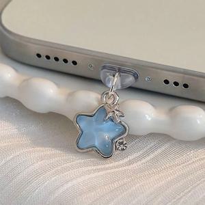 다이아몬드 스타 더스트 플러그 참 패션 여성용 충전 포트 플러그 아이폰 타입 C 마이크로 USB 먼지 보호 캡 폰 펜던트 선물