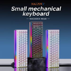 새로운 Ajazz Nacodex Nk68 기계식 키보드 지형 키캡 Rgb 라이트 바 68 키 유선 게임용 사무실 유선 연결 키보드