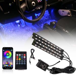 네온 36 48 72 LED 자동차 실내 무드등 키트 백라이트 리모컨 앱 음악 제어 자동 RGB 분위기 장식 램프