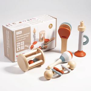 아기 휴대용 벨, 벨소리 기구, 유아 교육, 진정 효과가 있는 침대 벨, 나무로 만든 그립 장난감, 씹는 장난감