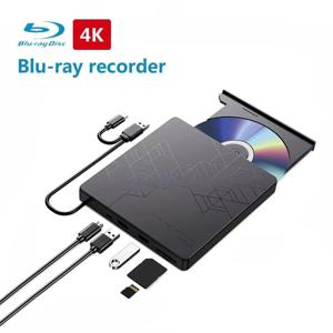 5-in-1 외부 블루레이 드라이브, 휴대용 BD-RW 광학 드라이브 노트북 PC Windows 11/10 Mac용 BD DVD CD 버너 플레이어 리더