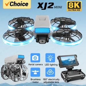 XJ2 미니 드론 8K 전문가용 HD 항공 촬영 원격 조종 항공기 접이식 쿼드콥터 카메라 FPV UAV RC 장난감 신제품