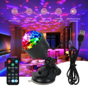 RGB 사운드 활성화 LED 디스코 볼 라이트 리모컨 포함 회전형 DJ 무대 조명 가정용 자동차 파티 클럽 크리스마스 장식