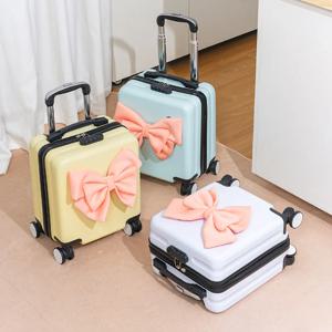 16인치 리본 타이 핸드헬드 미니 캐리어 가방 휠과 핸들 포함 휴대용 미니 수하물 가방