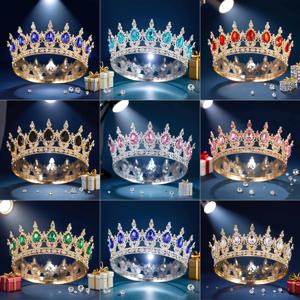 럭셔리 바로크 라인스톤 크라운 라운드 우아한 신부 웨딩 액세서리 휴일 파티 드레스 헤드웨어