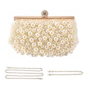 ABQR 이브닝 웨딩 클러치 핸드백 진주 가방 드레스 디너 백 소형 지갑 신부 들러리 핸드백 화이트