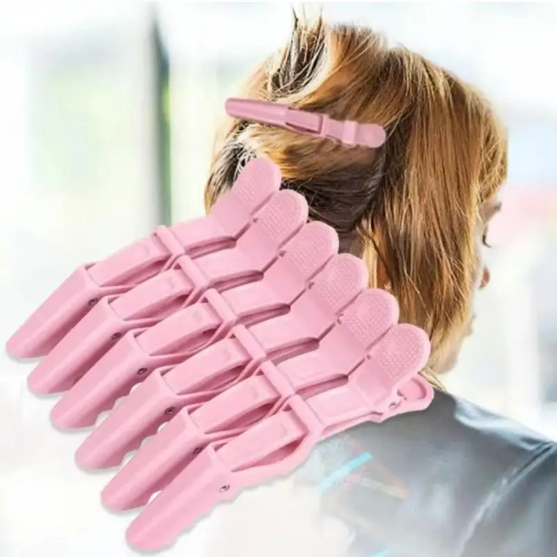 6개입 악어 헤어 클립 미용 클램프 이발사 크로커다일 헤어핀 클로 섹션 클립 살롱 스타일링 도구 헤어 액세서리