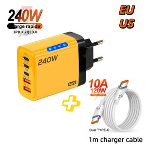 240W USB C GaN 고속 충전기 LED 라이트 타입 C 멀티 포트 휴대폰 충전기 아이폰 16 15 프로 삼성 화웨이 샤오미용