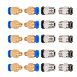 3D 프린터 부품 용 10pcs 공압 커넥터 PC4 M6 M10 퀵 조인트 커플러 1.75/3mm 파이프 피팅 PTFE 튜브 2/4mm