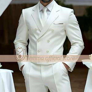 남성용 투피스 정장 세트, 더블 브레스티드 조끼 스타일, 정장 & 바지, 결혼식 및 축하 행사에 적합