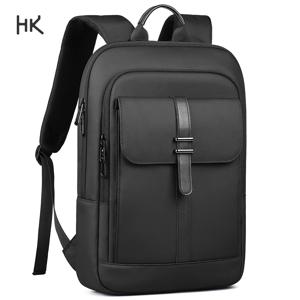 HK 슬림 남성용 백팩 비즈니스 15.6''노트북 가방 방수 대학 학교 백팩 세련된 여행 백팩 통근 작업용 데이팩
