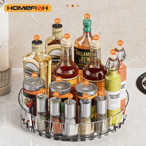 다용도 회전식 향신료 랙 - 주방 및 욕실용 효율적인 조리대 수납