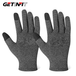 GETINFIT 1 쌍 대마 그레이 풀 핑거 장갑 야외 사이클링 암벽 등반 러닝 스포츠 터치 스크린 압력 장갑 남성 여성