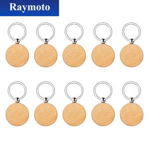 레이모토 10개/15개 블랭크 원형 나무 열쇠고리 레이저 각인 기계용 목공 DIY 재료