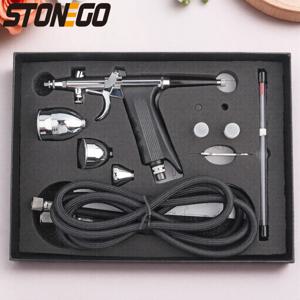 에어브러시 키트 더블액션 스프레이건 0.3mm 0.5mm 0.8mm 니들 2cc 5cc 13cc 페인트컵 네일아트, 케이크 데코레이션, 타투용