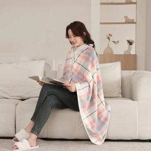 다기능 숄 블랭킷, 사무실 낮잠용, 다리 덮개 케이프 소파 보온, 두꺼운 더블 타탄 블랭킷 스카프