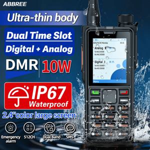 ABBREE AR-880 DMR 디지털 무전기 10W IP67 방수 듀얼 모드 아날로그 듀얼 밴드 AES256 듀얼 타임 슬롯 SMS VOX 햄 라디오