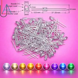 SAMIROB 60/100Pcs 3mm LED 다이오드 키트 F3 쇼트키 모듬 다이오드 레드 화이트 그린 블루 옐로우 오렌지 핑크 퍼플 웜 화이트 DIY용