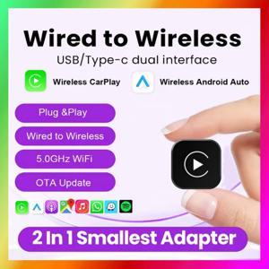 2in1 무선 CarPlay 동글 무선 안드로이드 오토 어댑터 AI 스마트 박스 유선 CarPlay가 있는 차량용 지능형 시스템
