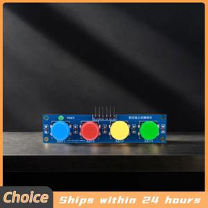 4개의 독립 버튼 터치 버튼 모듈(모자 및 LED 표시기 포함) Arduino 또는 Raspberry Pi용 키패드 모듈