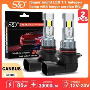 S&D 80W H8 H11 LED 캔버스 9005 9006 안개등 전구 무선 30000LM 6000K CSP LED 헤드라이트 자동차 램프 (운전용 자동차 램프)