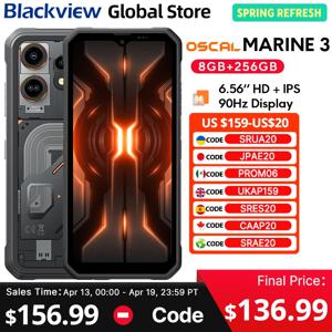 블랙뷰 오스칼 마린 3 러기드 스마트폰 6.56인치 HD+ IPS 90Hz 디스플레이 5000mAh MTK Helio G81 안드로이드 16 NFC 256GB 휴대폰