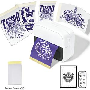 C50 미니 무선 타투 프린터 라벨 프린터 열전사 무잉크 프린팅 기계 휴대폰&PC용 DIY/타투 로고/패턴/프린트