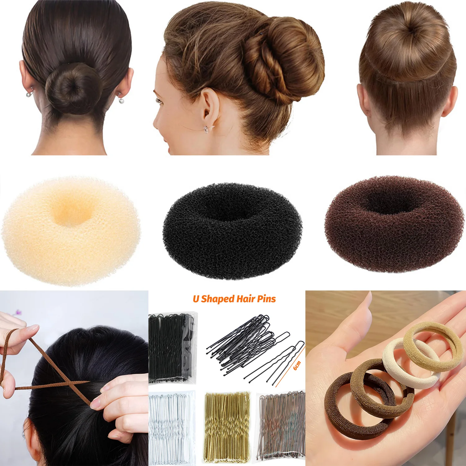 헤어 번 도넛 매직 폼 제품 헤어스타일 간편 헤어 액세서리 여성용 큰 링 헤어 스타일링 도구