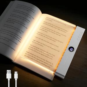2 in 1 LED 북 라이트, USB 충전식 투명 플랫 북 라이트, 3가지 색상 타이머 포함, 독서용, 침대 선물용, 독자용