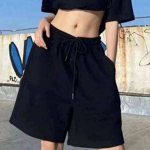 아메리칸 스타일 스트리트 코튼 루즈 캐주얼 와이드 레그 팬츠, 남녀 모두에게 적합한 하이 웨이스트 반바지