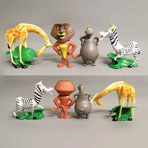 4pcs 애니메이션 만화 마다가스카르 동물 사자 얼룩말 기린 컬렉션 피규어 코스프레 PVC 모델 인형 어린이 장난감 생일 선물