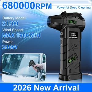 9000000RPH 고속 브러시리스 터보 블로워 10000mAh 보조배터리 2-in-1 속도 조절 제트 팬 (자동차, 가정, 키보드, 애완동물 털 제거용)