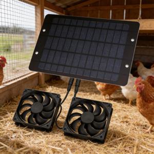 2026년형 새로운 태양열 배기 팬 미니 환풍기 태양광 패널 구동 팬 공기 배출기 (강아지 집, 닭장, RV, 온실용)