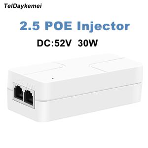 30W 2.5G POE 인젝터 52V 기가비트 이더넷 PoE 어댑터 10/100/1000/2500Mbps IP 전화/카메라 전원 공급 충전기