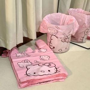조끼 가방 비닐봉투 핑크 토트백 수납 가방 쓰레기 봉투 가정용 귀여운 만화 KT 고양이 패턴 휴대용 쓰레기 봉투