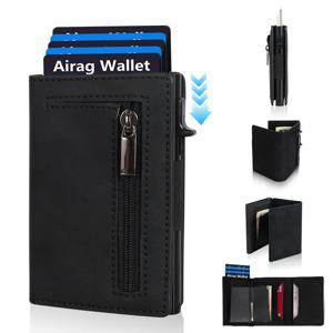 RFID 차단 팝업 미니멀리스트 지갑 마그네틱 신용카드 홀더 고급 남성 지갑 가죽 은행 카드 홀더 케이스 남성용 지갑