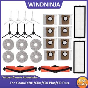 샤오미 로봇 청소기 X20+/X10+/X20 플러스/X10 플러스용 먼지봉투 걸레 천 액세서리 메인 사이드 브러시 헤파 필터 교체 부품