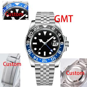 40MM 커스텀 로고 새 남성용 쿼츠 손목시계 주빌리 스테인리스 쿼츠 GMT 시계 사파이어 글래스 남성용 시계 방수 야광