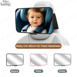 테슬라용 조절 가능한 아기 카시트 거울, 미끄럼 방지 스트랩이 있는 광각 헤드레스트 안전 모니터
