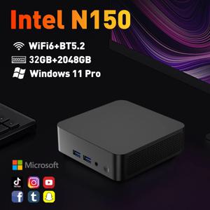2026 신형 휴대용 게이밍 미니 PC 인텔 N150 사무실/가정용 데스크탑 컴퓨터 BT5.2 Wi-Fi 6 미니 PC 16/32GB 램 2TB SSD 컴퓨터