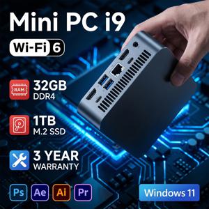 휴대용 미니 PC 게이머 인텔 코어 i9-10980HK 컴퓨터 32GB RAM 1/2TB SSD FHD 블루투스 WiFi6 윈도우 11 게이밍 오피스 4K HDMI