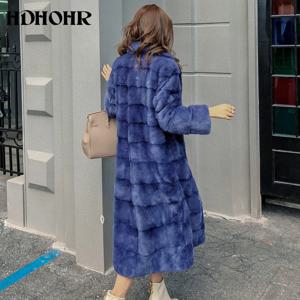 HDHOHR 2026 리얼 밍크 퍼 X-롱 코트 공장 직판 겨울 슬림 따뜻한 여성 밍크 퍼 롱 턴다운 칼라 재킷