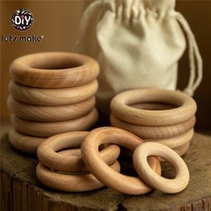 50pcs 나무 반지를 만들어 봅시다 DIY 로고 사용자 정의 98/70/55/40mm 부드러운 표면 천연 단풍 나무 설치류 아기 젖니가 남 Bpa 무료
