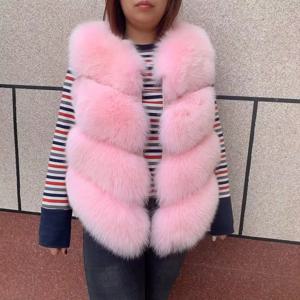 여성용 천연 진짜 여우 모피 조끼, 핑크 인기 진짜 모피 따뜻한 조끼, 고품질 가을 겨울 따뜻한 재킷, 럭셔리 모피 코트