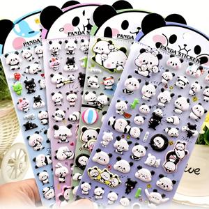 4 개/몫 Kawaii 3D 푹신한 팬더 일상 생활 스티커 Scrapbooking Diy 저널 편지지 스티커 귀여운 데코 미적 미술 용품